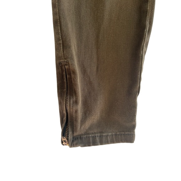 JONES NEW YORK Sport Size 8 Soho Olive Green Brushed Cotton Pants Ankle Zip - Picture 4 of 7